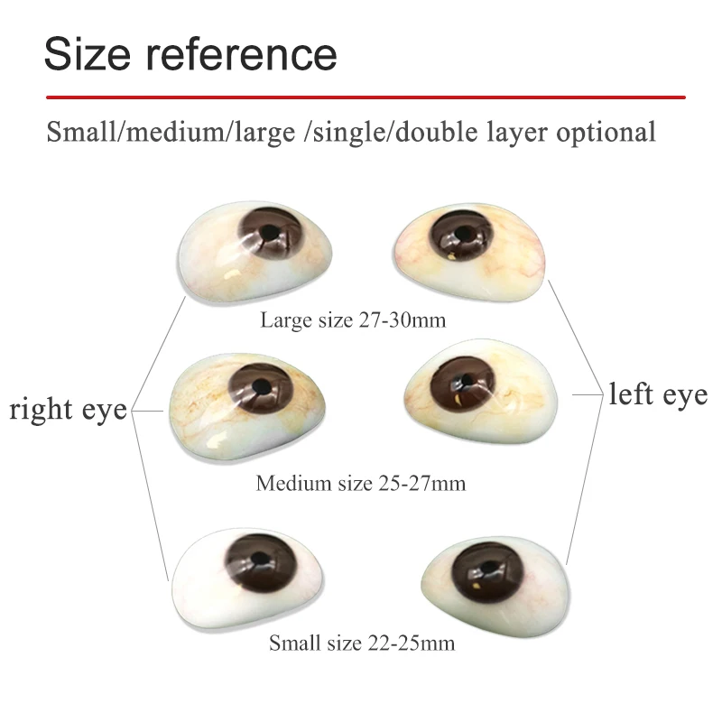 Prótesis ocular de resina para ojos discapacitados después de la eliminación de la atrofia del globo ocular con prótesis ocular artificial