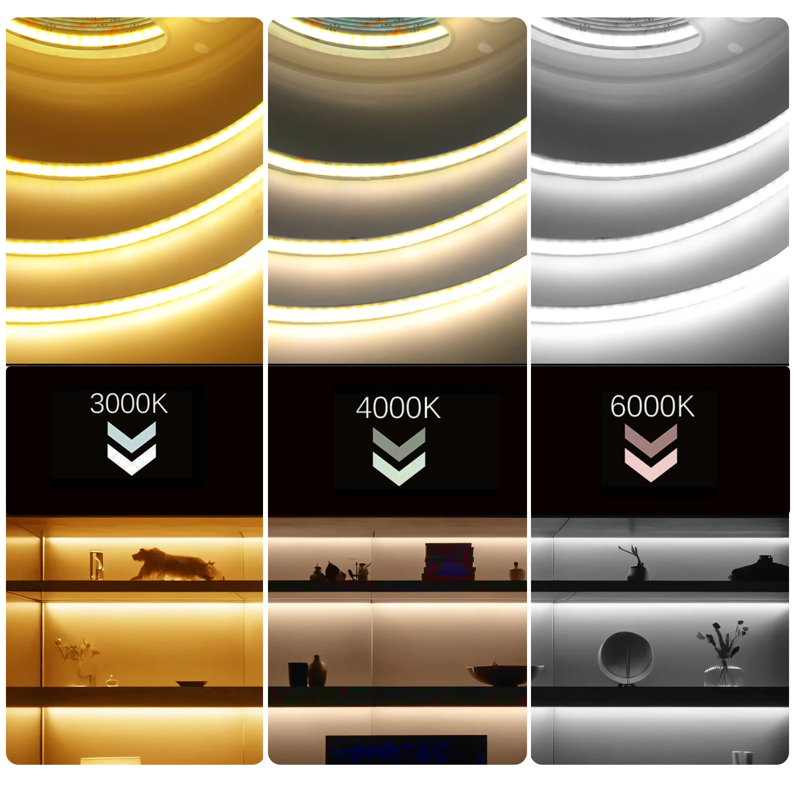 Tira LED COB de 5V USB con Interruptor Táctil y Regulador de Intensidad, 320 Leds, Blanca, 3000K 4000K 6000K, Decoración del Hogar, Lámpara para Gabinete, Cinta Flexible, Luz LED