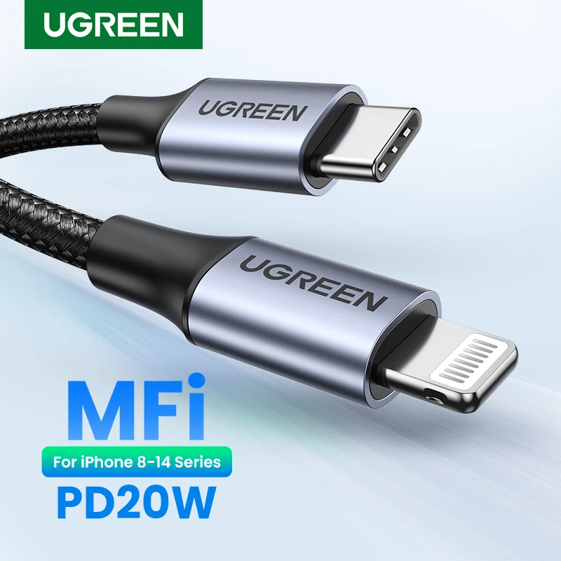 UGREEN-Cable USB tipo C a Lightning para iPhone 14, 13, 12, 11 Pro Max, carga rápida, 20W, PD, iPad