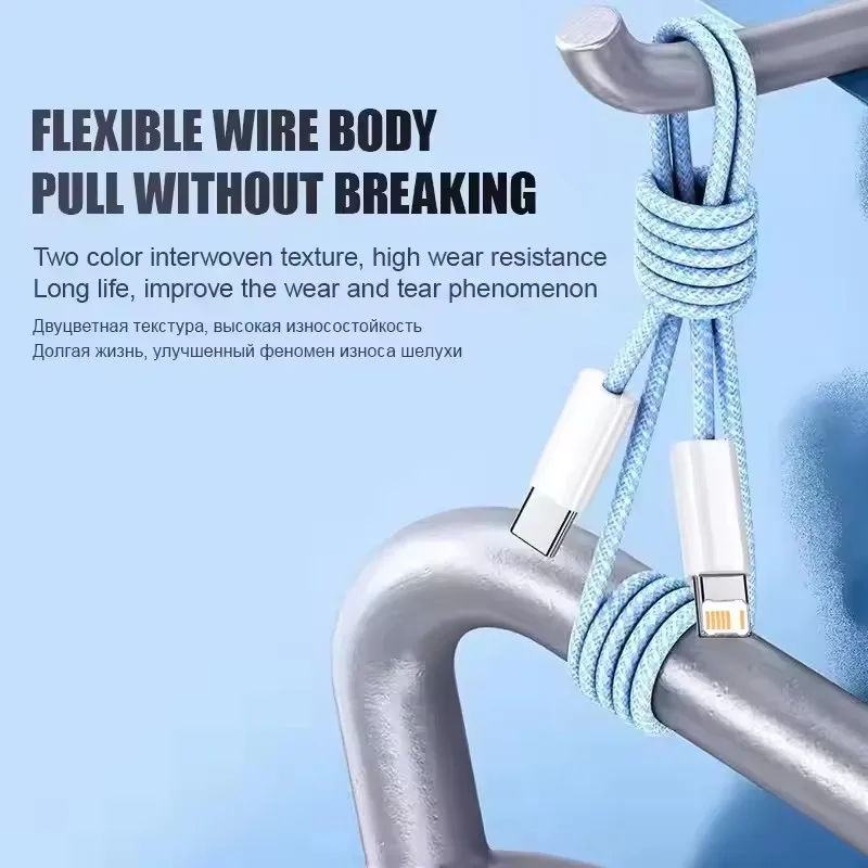 Cable PD de carga rápida trenzado de 35W para iPhone 13 14 Pro Max 11 12 mini X XR XS Max 7 8 Plus Cables de datos USB-C de carga rápida 1m 2m