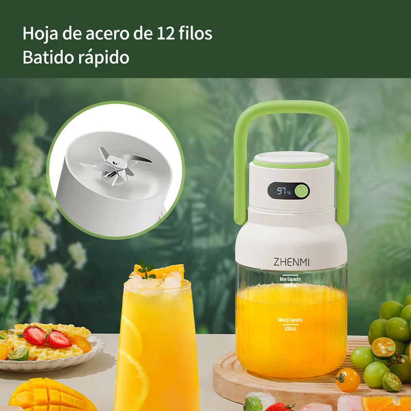 Exprimidor portátil, 33 oz. Recipiente, USB-C recargable, fácil de limpiar, adecuado para exprimir frutas y verduras,