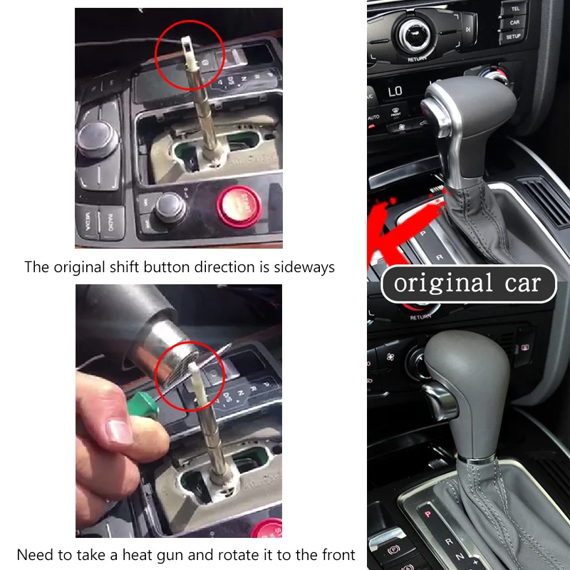 1 unidad de pomo de palanca de cambios de cuero con orificio y marco rojo, con logotipo S y cubierta antipolvo, para Audi A6 C7 VW Golf MK6 MK7 R GTI