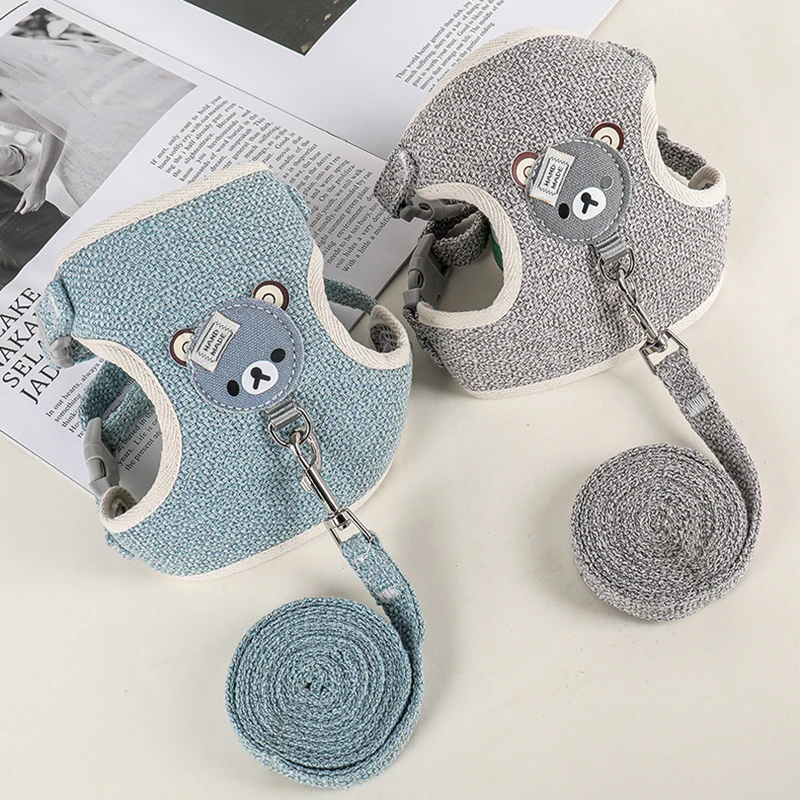 El más nuevo lindo conjunto de arnés y correa de conejo, accesorios para mascotas, chaleco, arneses, correas de conejo para caminar al aire libre, suministros para mascotas