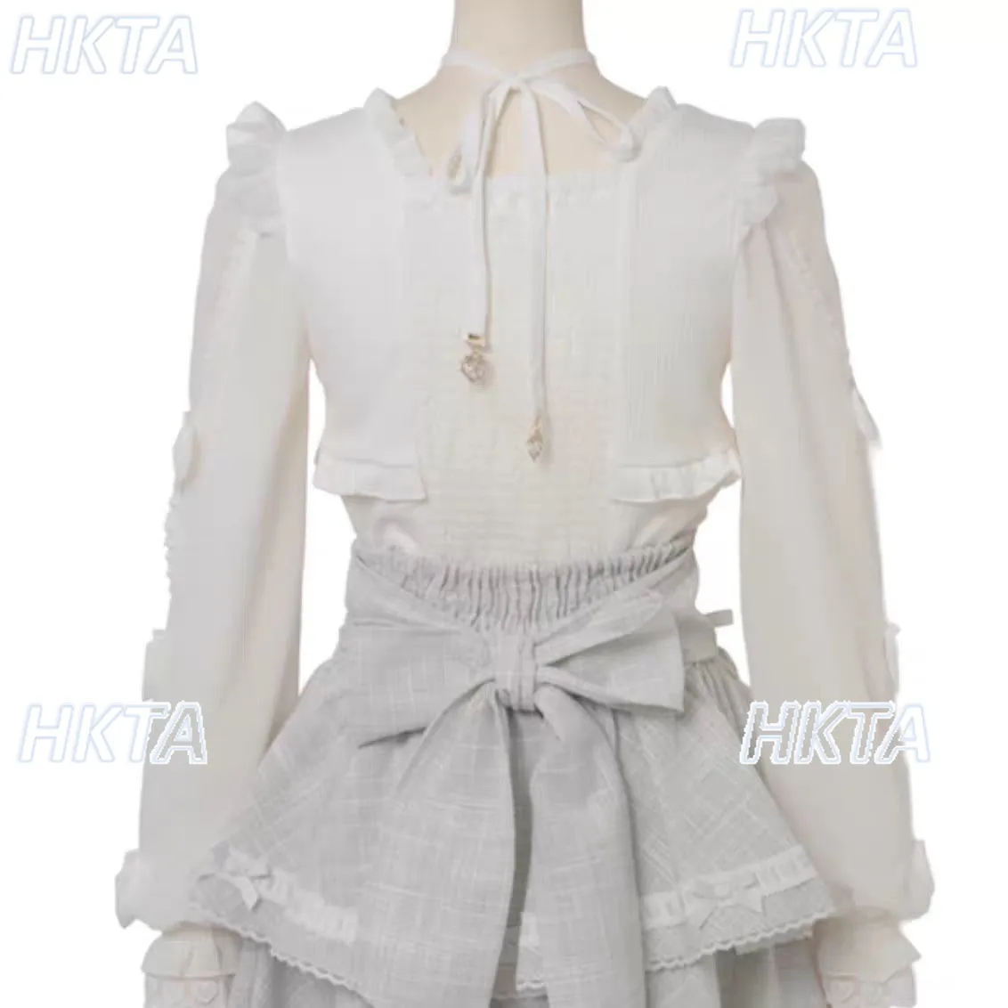 Camisas Lolita Japonesas Nuevas, Dulces y Lindas, Color Rosa Blanco, para Mujer, Estilo Kawaii, con Encaje, Corazón Grande, Tirantes Cruzados, Mangas Largas, Blusas, Camiseta Liz