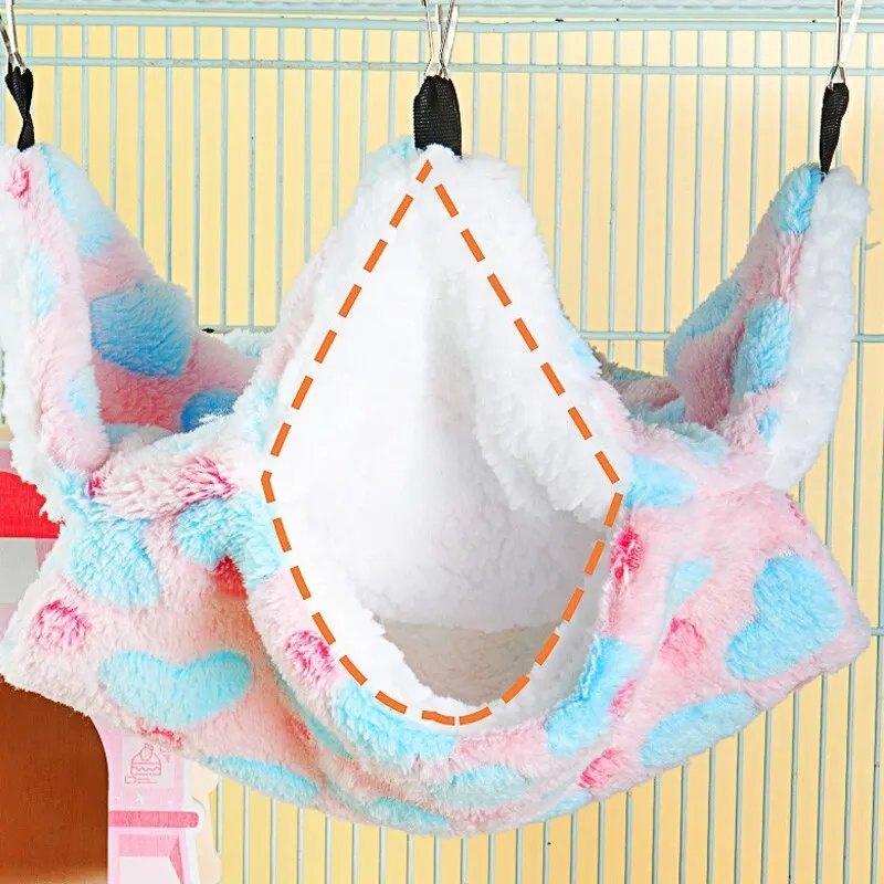 Hamaca para Hámster, Cama Colgante para Mascotas Pequeñas, Doble, Cálida y Acolchada, para Ardillas Voladoras, Cobayas y Otros Animales, Accesorios para Jaulas