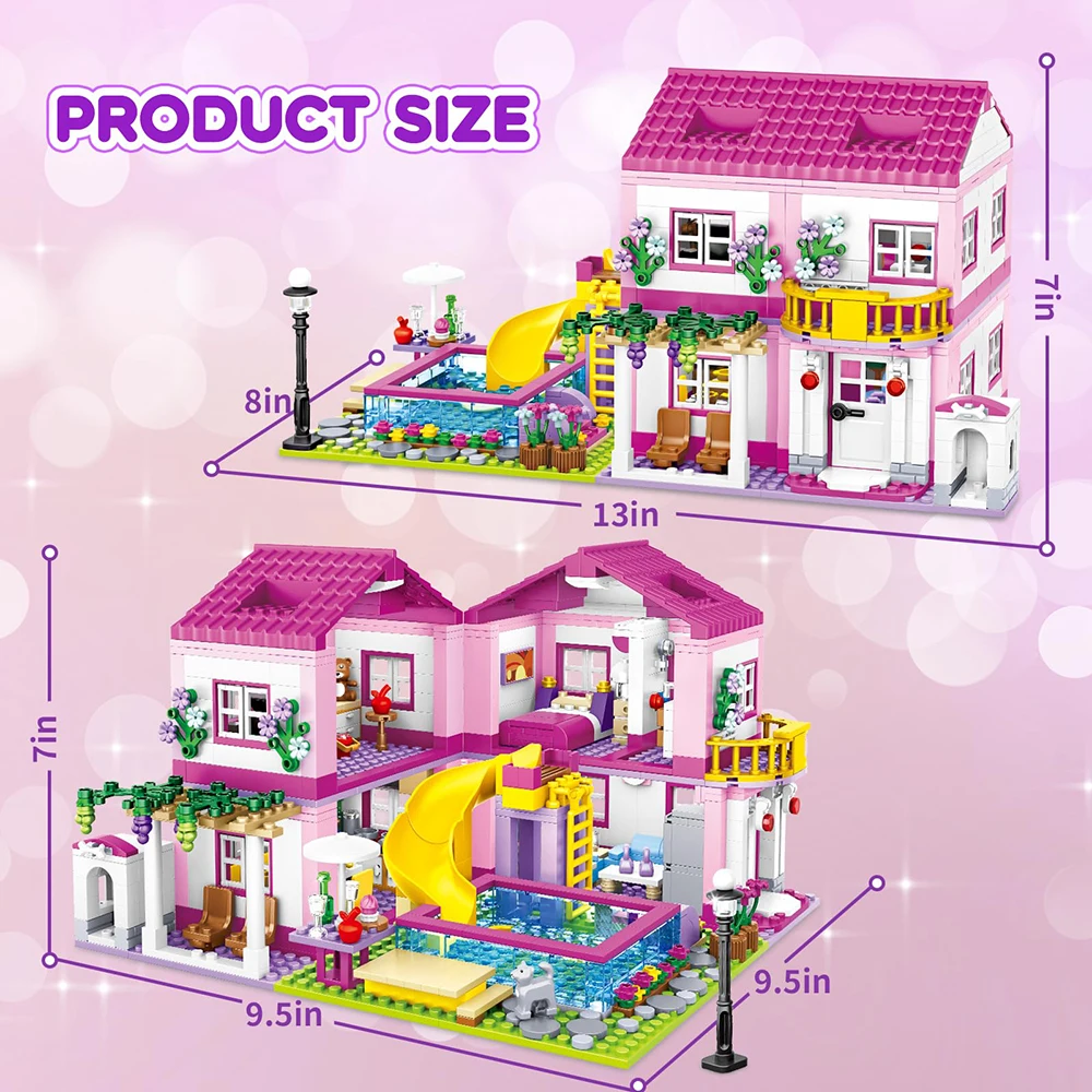 Amigos ciudad calle vista casa vacaciones de verano Villa Castillo modelo conjuntos de bloques de construcción figuras DIY ladrillos juguetes para niños niñas regalo