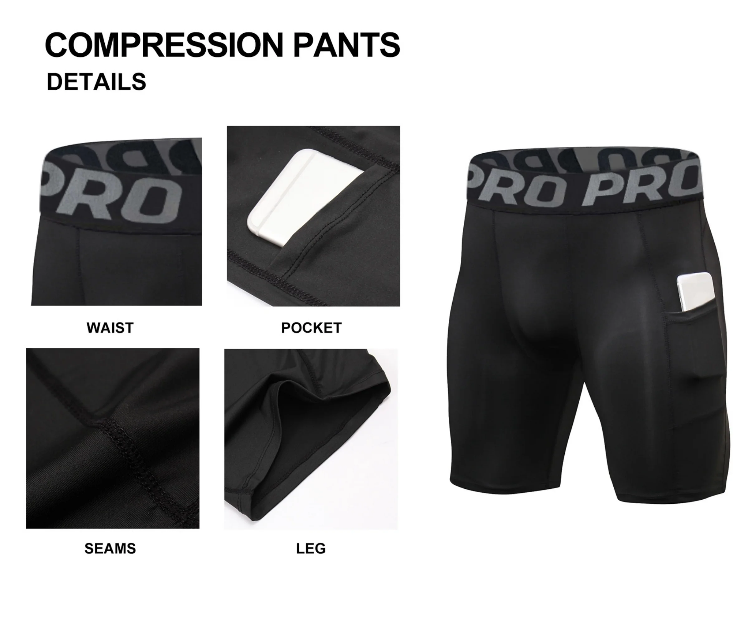 Pantalones Cortos de Compresión para Hombre con Bolsillo, Spandex, para Correr, Deporte, Entrenamiento, Ropa Interior Deportiva de Alto Rendimiento