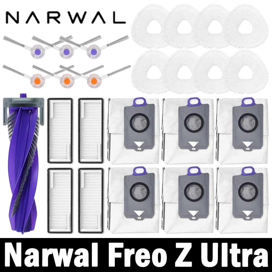 Narwal Freo Z Ultra Robot repuestos de aspiradora cepillos laterales principales paños de fregona filtros HEPA bolsas de polvo Accesorios