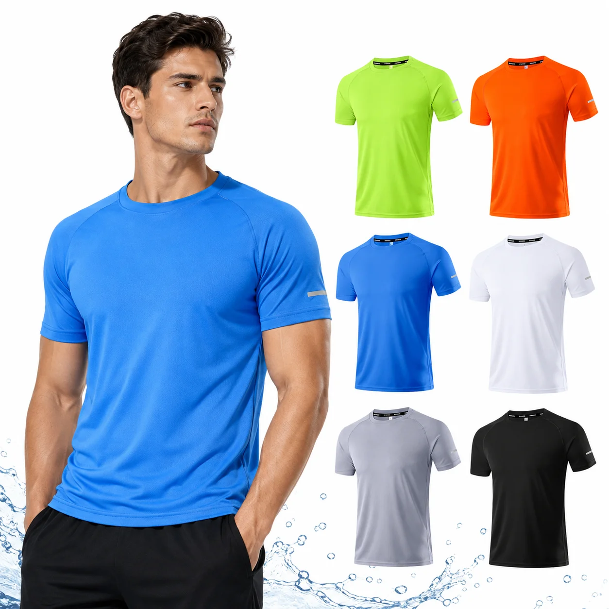 Camiseta para correr de poliéster de secado rápido para hombre, camiseta transpirable para Fitness, ropa de ejercicio de entrenamiento, camiseta deportiva para gimnasio, camisetas ligeras