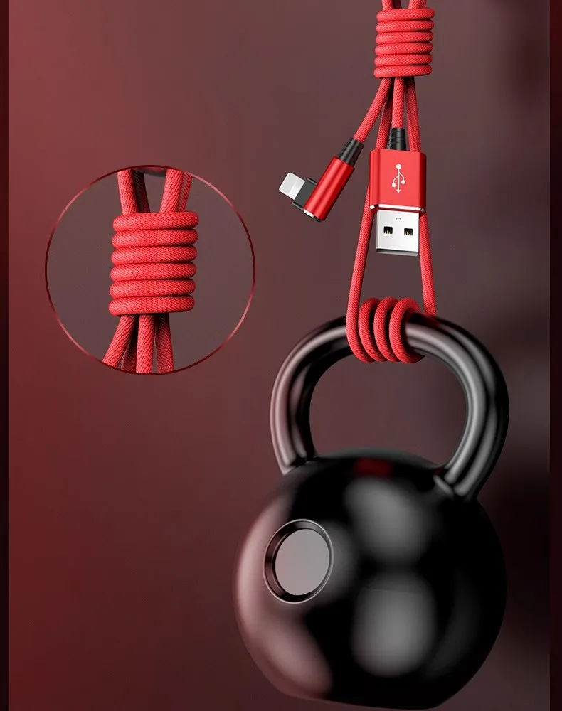Cable de carga rápida para codo de juegos, para iPhone 14, 8, 7, 6S Plus, 13, 12, mini, 11 Pro, XS Max, XR X, Cable de carga USB trenzado de 90 grados