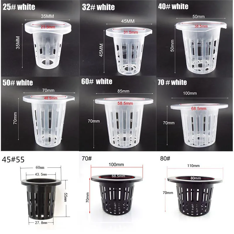50 Uds. Cesta de red de malla hidropónica sin suelo para cultivo de plantas, taza para vivero, bandeja de esponja, macetero aerópónico para verduras, clonación, colonización q1