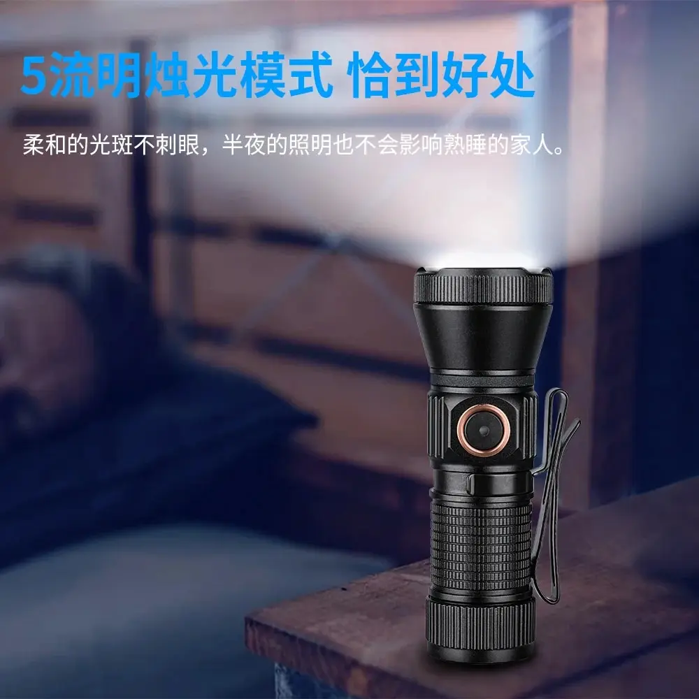 Trustfire-Mini linterna LED MT20 EDC recargable, 1050LM, tipo C, carga USB, luz de trabajo 18350, óptica MVB con cola magnética