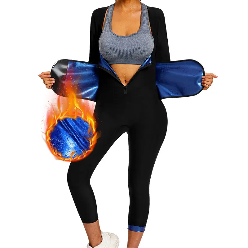 Mono de Sauna para mujer, traje de sudor para perder peso, Top de cuerpo completo, pantalones, entrenador de cintura, cinturón ajustable, axilas y entrepierna transpirables