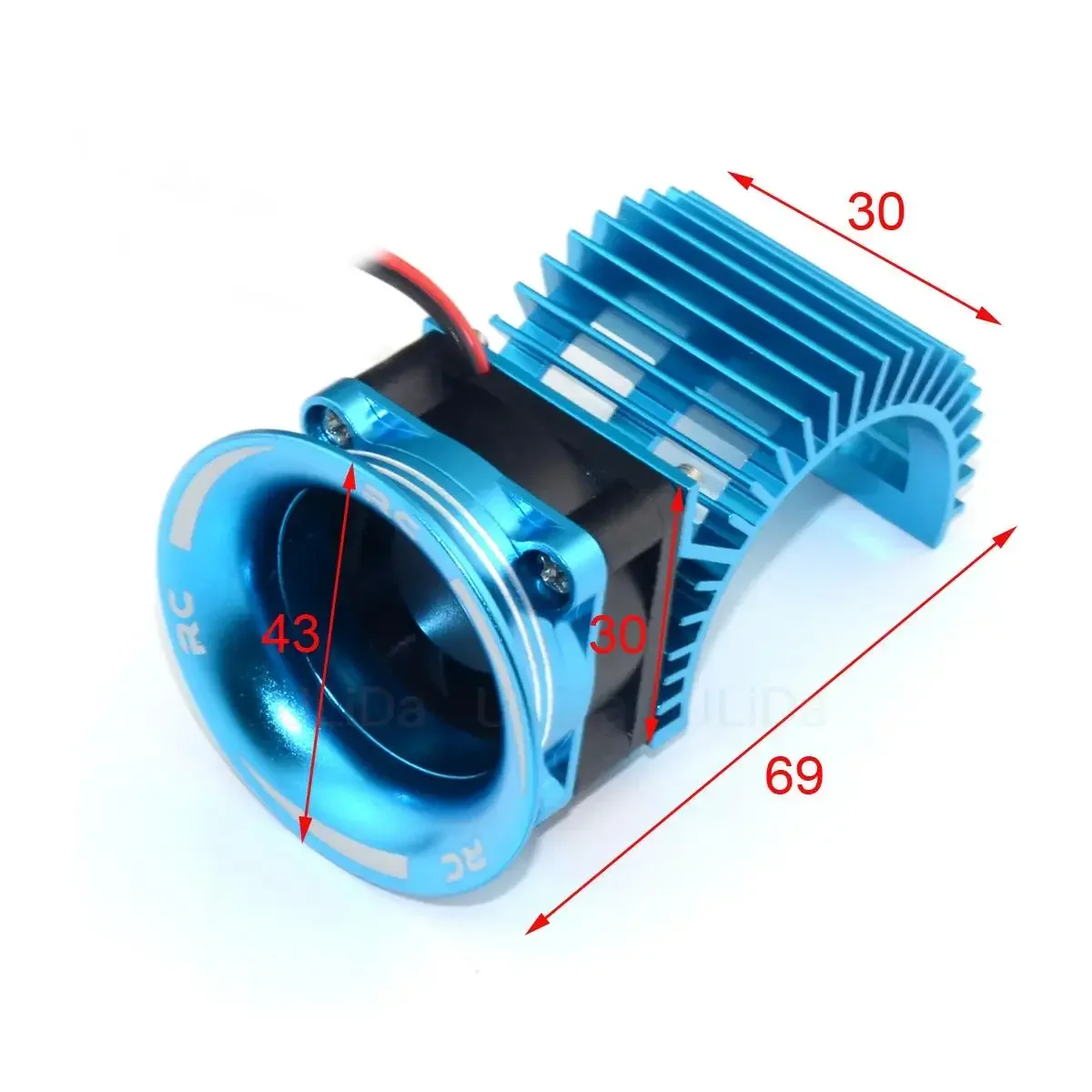 Cubierta del disipador de calor del motor + ventilador de refrigeración para WLtoys A959-B 144001 124019   HSP 1/8 1/10 RC Car 540 550 3650 Tamaño Disipador de calor del motor