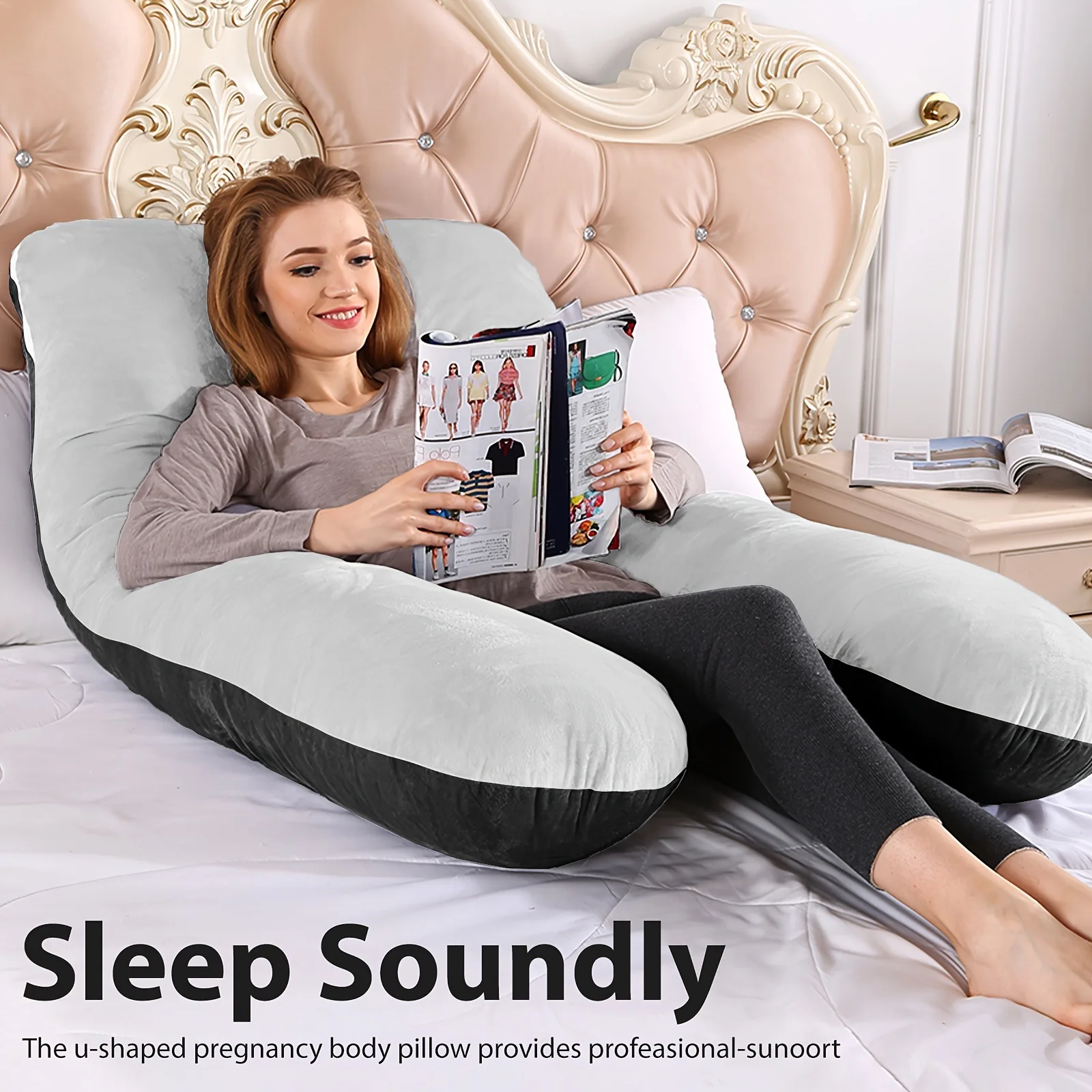 Almohada ergonómica en forma de U para soporte de cuello y espalda, almohada corporal de embarazo de maternidad, cojín para dormir de viaje de oficina para adultos