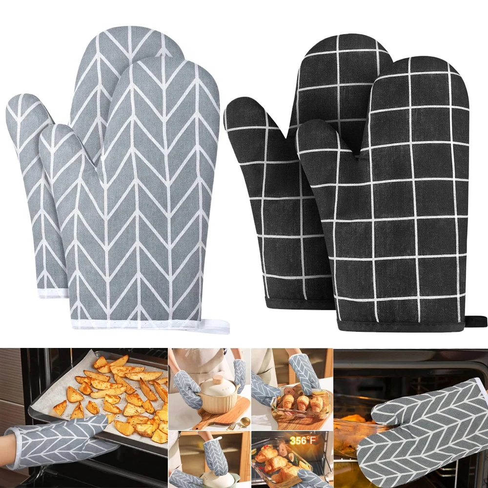 Guantes para horno, manoplas para horno, guantes para horno microondas, guantes de lino resistentes a altas temperaturas, herramientas de cocina para hornear