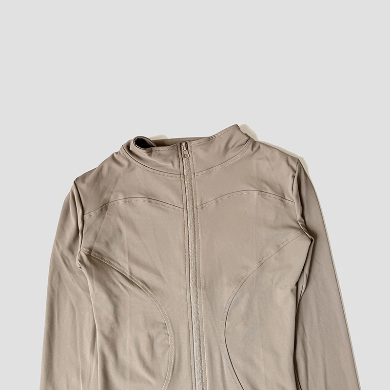 Chándal de Yoga para mujer, chaqueta deportiva de manga larga con cuello levantado, entrenamiento para correr, gimnasio, Fitness, traje a prueba de viento