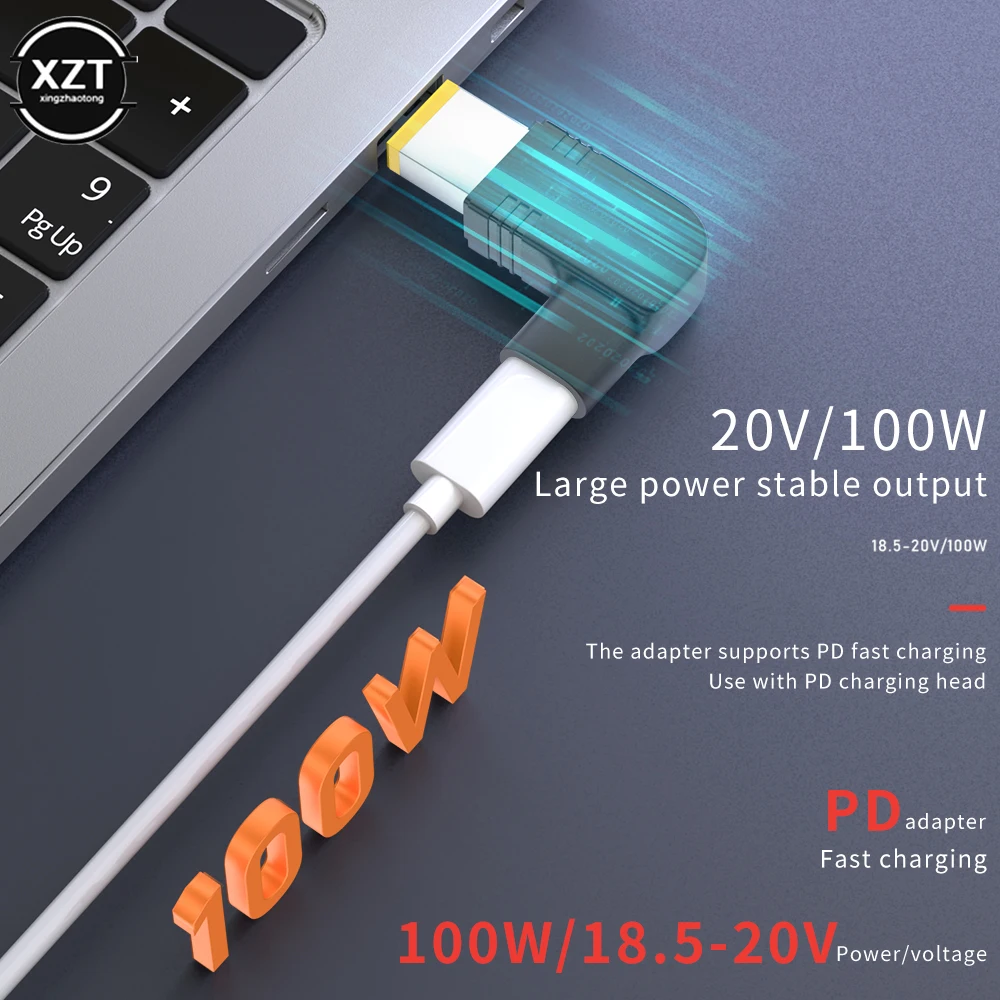 Conector adaptador de corriente para ordenador portátil, 20V, 100W, enchufe CC, USB tipo C hembra a CC macho, convertidor para Hp, Dell, Asus, Acer, Lenovo Notebook