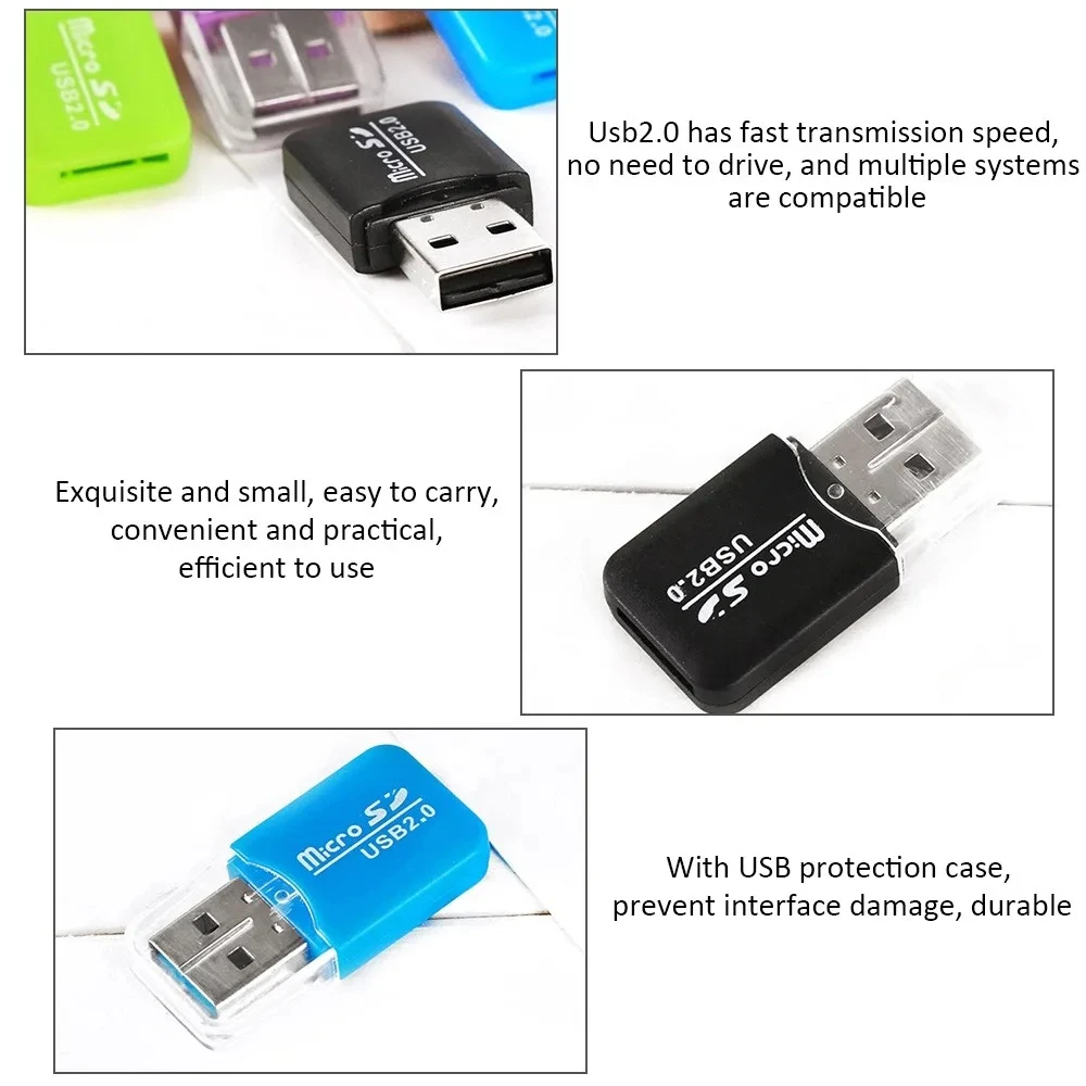 Lector de tarjetas NNBILI USB micro-sd/TF USB 2,0 Mini lector de tarjetas de memoria para teléfono móvil adaptador USB de alta velocidad para ordenador portátil