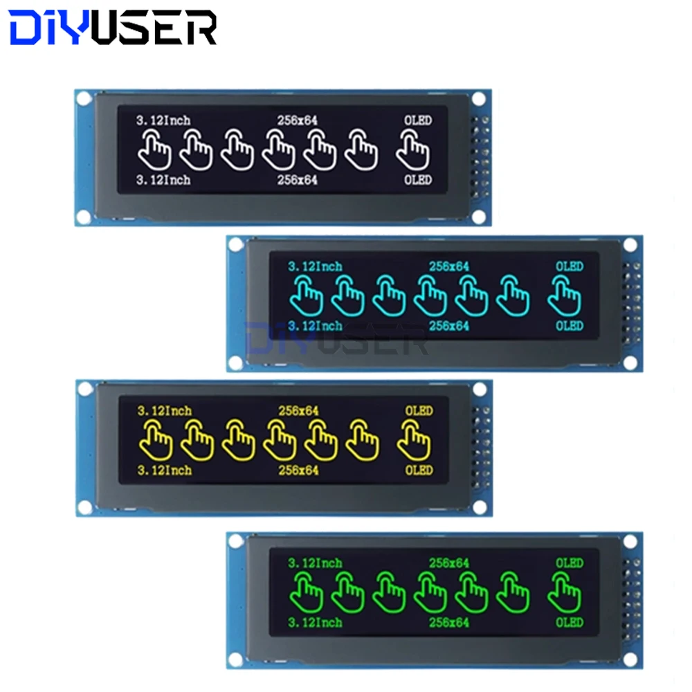 Módulo de pantalla OLED de 3,12 pulgadas SSD1322 256x64 para STM32 Raspberry Pi, interfaz SPI I2C con cabezal de pines pre-soldado