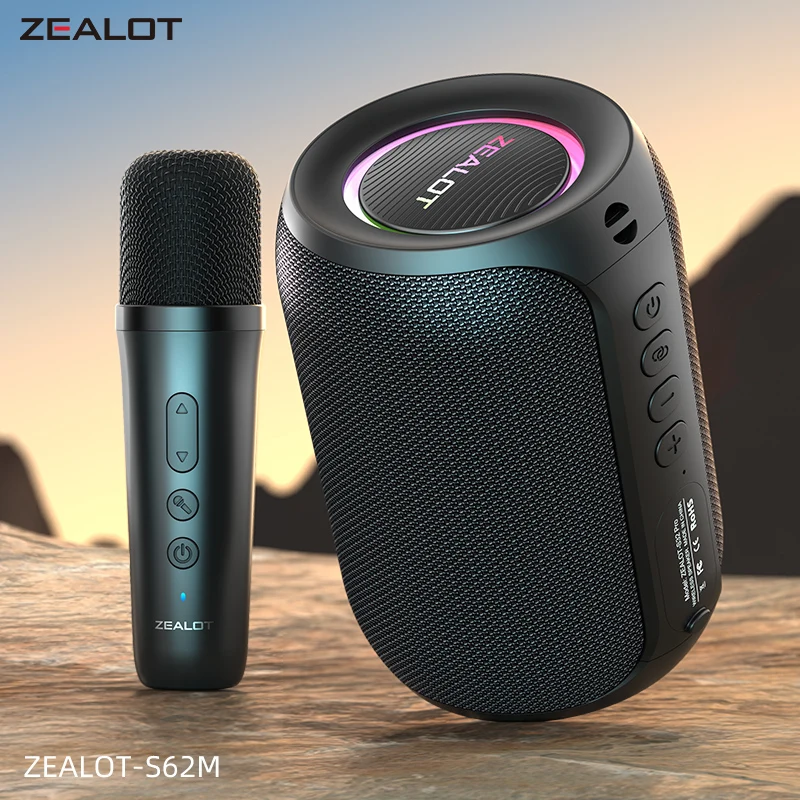 Máquina de Karaoke ZEALOT-S62M, Sistema de Altavoces Portátil con Bluetooth 5.3, con 1-2 Micrófonos Inalámbricos, Regalos para el Hogar, la Familia y Festivales