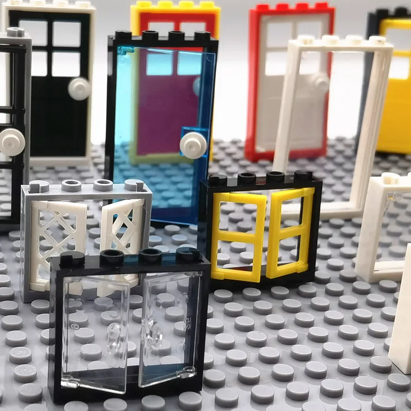 MOC-puertas de casa, ventanas, piezas de bloques de construcción, ciudad, amigos, juguetes, bloques clásicos compatibles, juguetes para niños, regalos