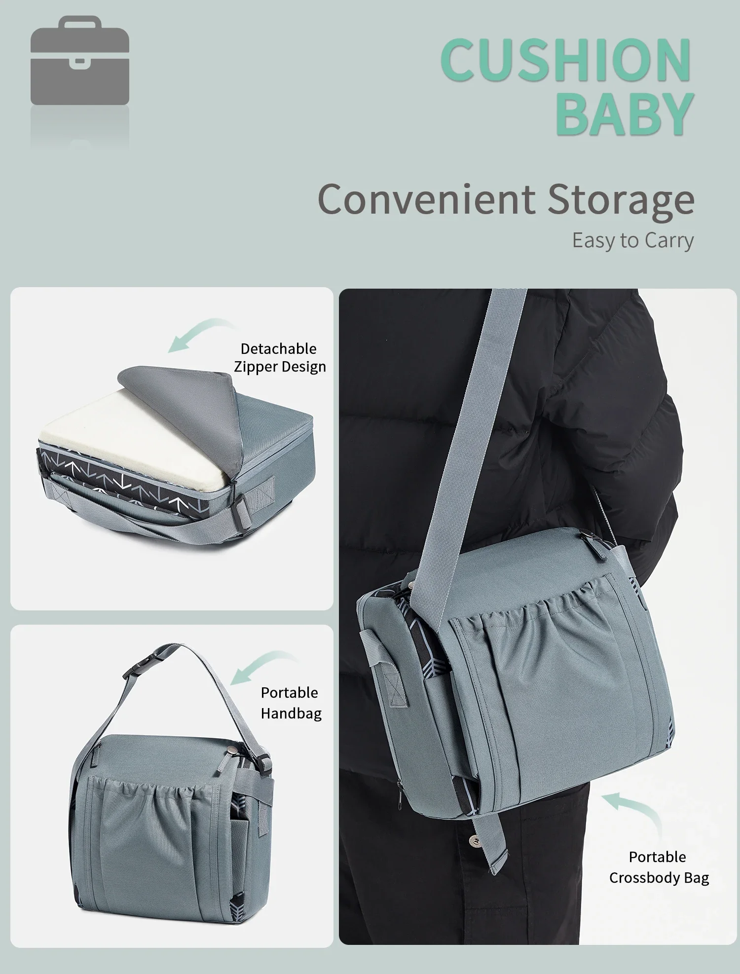 Silla de Comer Plegable y Portátil INSULAR, Asiento Infantil Antideslizante con Cojín Alto, Silla de Comer para Bebés con Cojín Alto, Artículos de Viaje para Niños