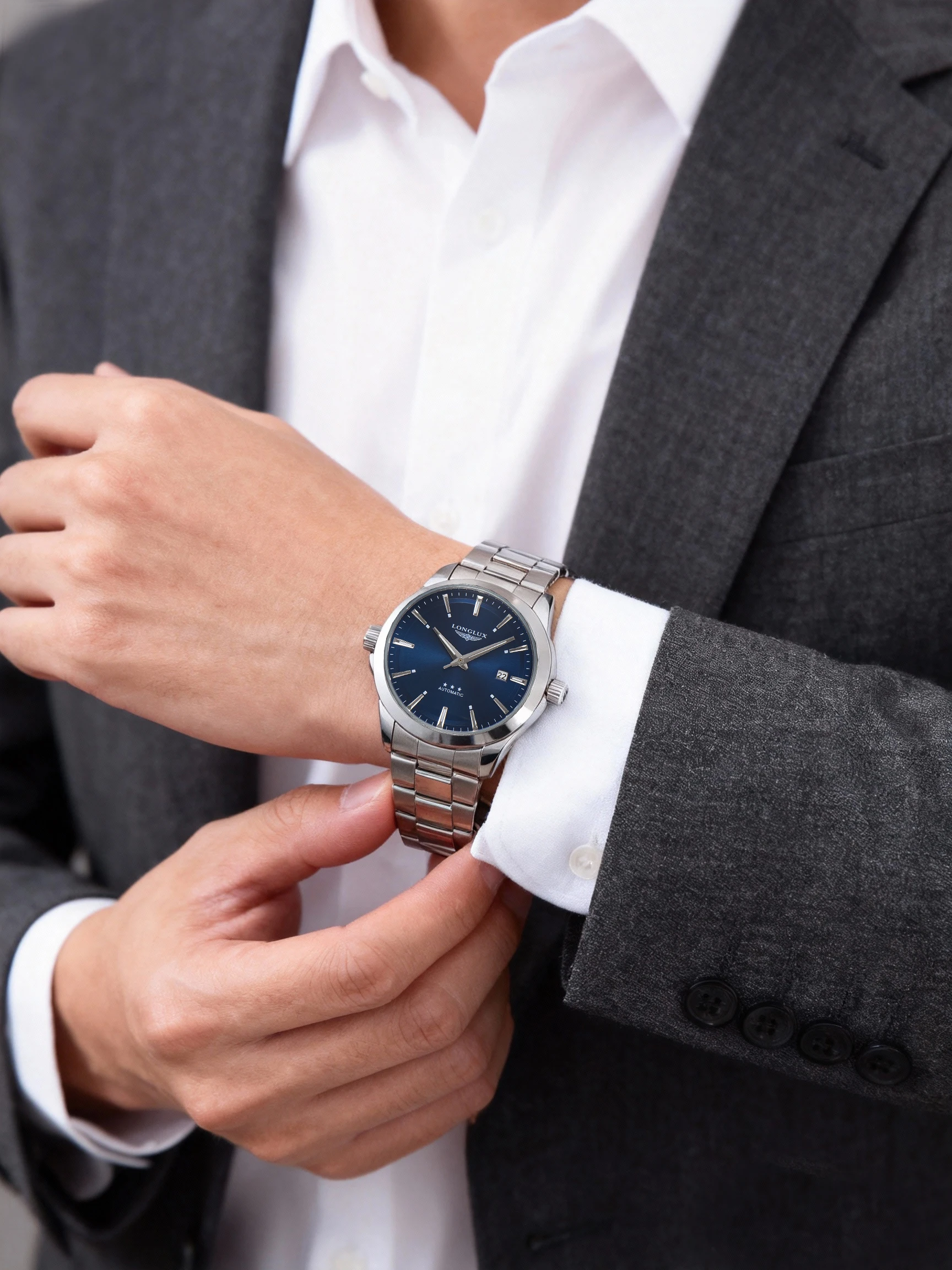 Reloj automático para hombre, con fecha, mecanismo de cuerda manual, resistente al agua, de acero inoxidable, con indicadores luminiscentes, diseño minimalista, un regalo ideal para ti.