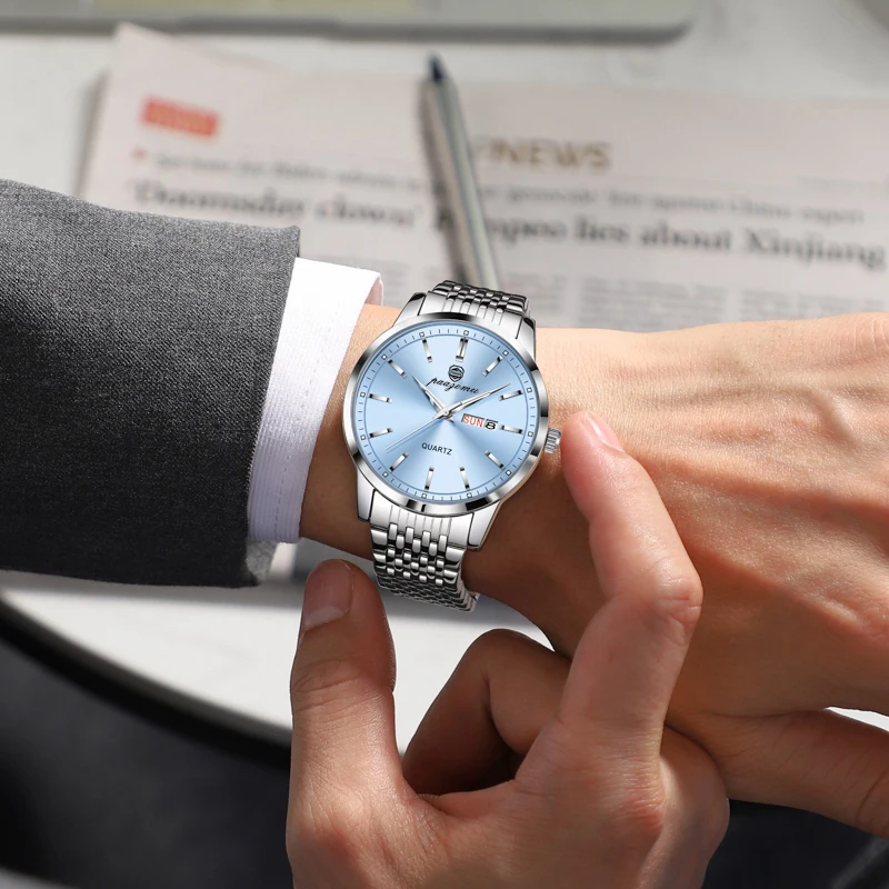 2026 Nuevo Reloj de Pulsera de Lujo para Hombre, Resistente al Agua, Luminoso, con Fecha, Reloj de Cuarzo de Acero Inoxidable de 43mm, Reloj Masculino