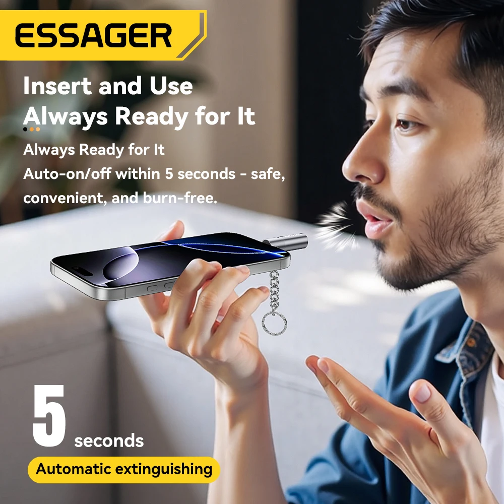 Essager-Mini encendedor tipo C, alambre de tungsteno, sin llama, seguro, ahorro de energía, se puede llevar en el avión, USB-C Compatible con OTG