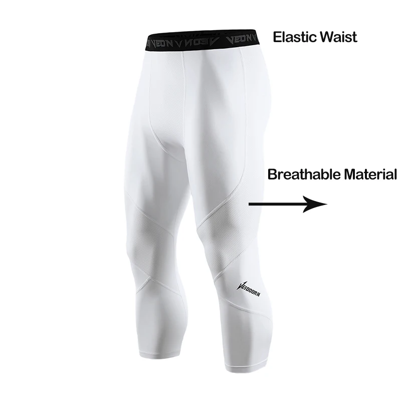 Medias suaves de compresión 3/4 para hombre, ropa deportiva, mallas de entrenamiento de secado rápido, pantalones atléticos para gimnasio, pantalones deportivos para correr