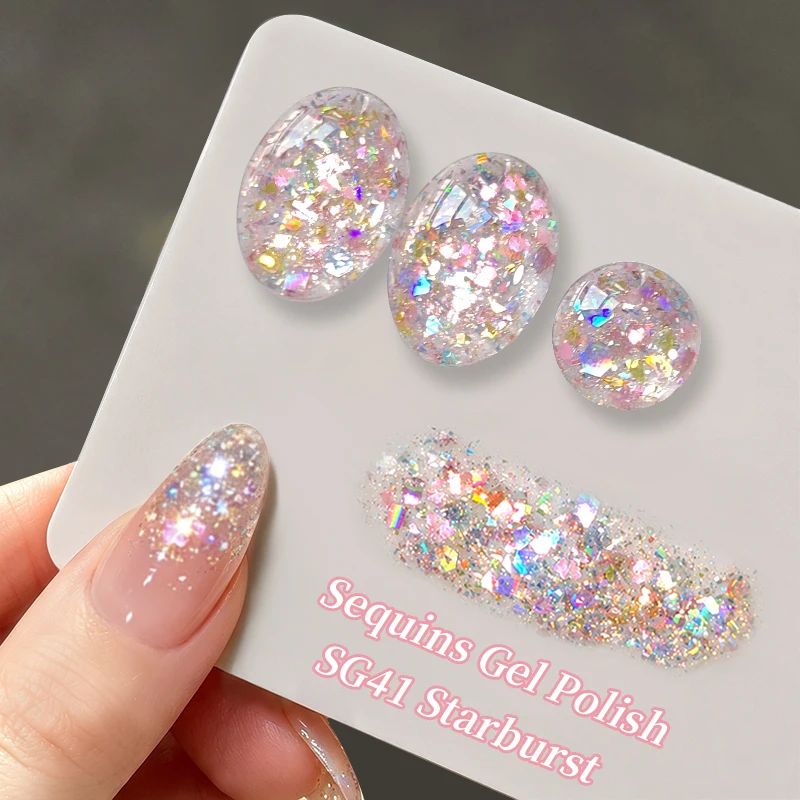 BORN PRETTY 1/2 piezas 5ml Esmalte de Uñas en Gel con Purpurina y Lentejuelas, Barniz Semipermanente Removible LED UV, Suministros para Uñas