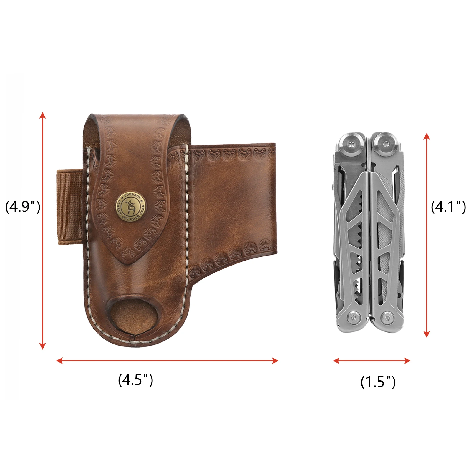Tourbon-funda multiherramienta de bolsillo EDC De cuero resistente, cinturón con Clip, bolsa de herramientas EDC sólida, marrón