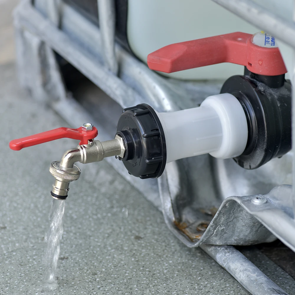 Junta de extensión S60*6 para contenedores IBC con grifo de aleación, adaptador de válvula de repuesto para montaje en un tanque de agua de lluvia IBC