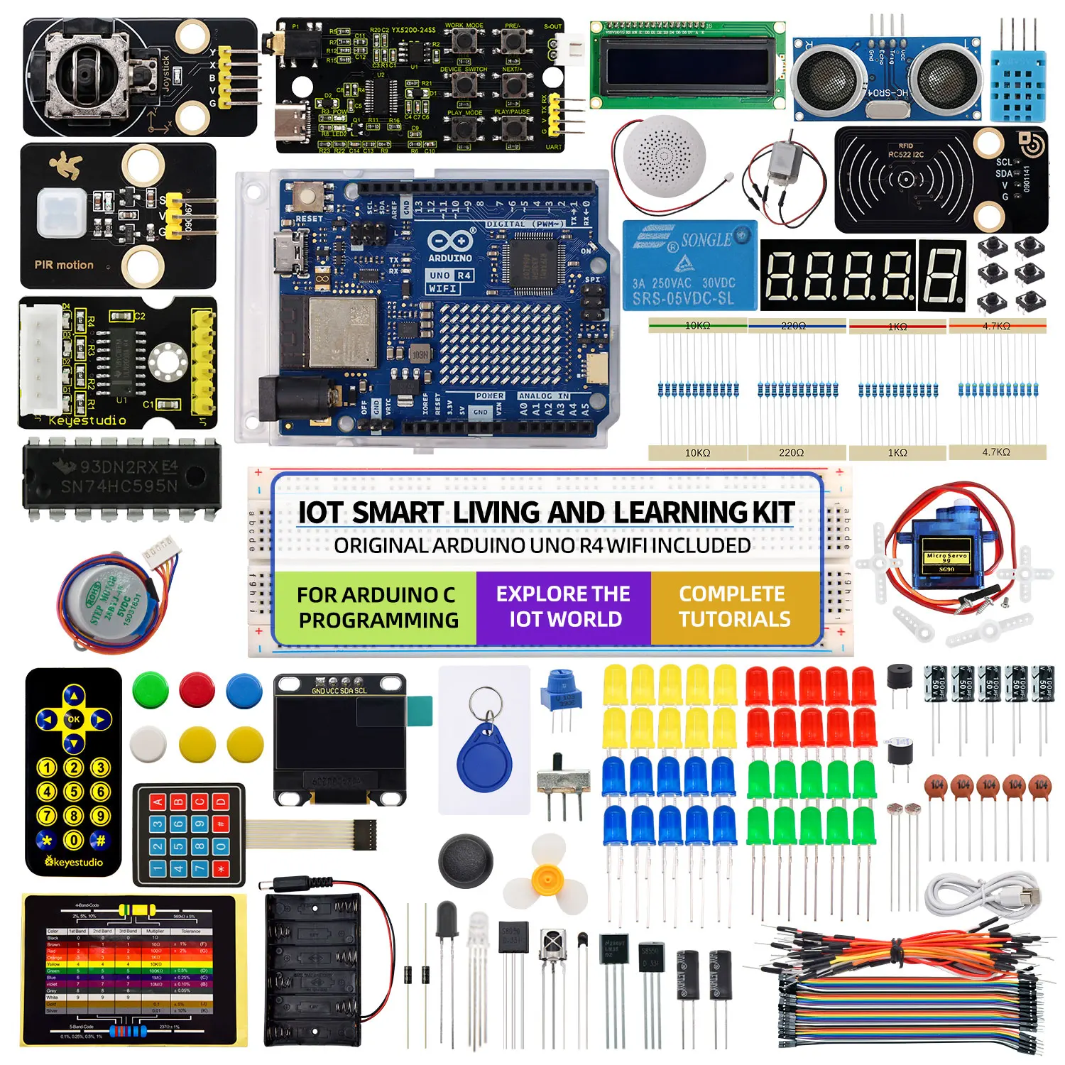 Kit de aprendizaje vivo IOT inteligente Kidsbits + 60 proyectos para programación WIFI Arduino UNO R4 con Tutorial de idioma Arduino C