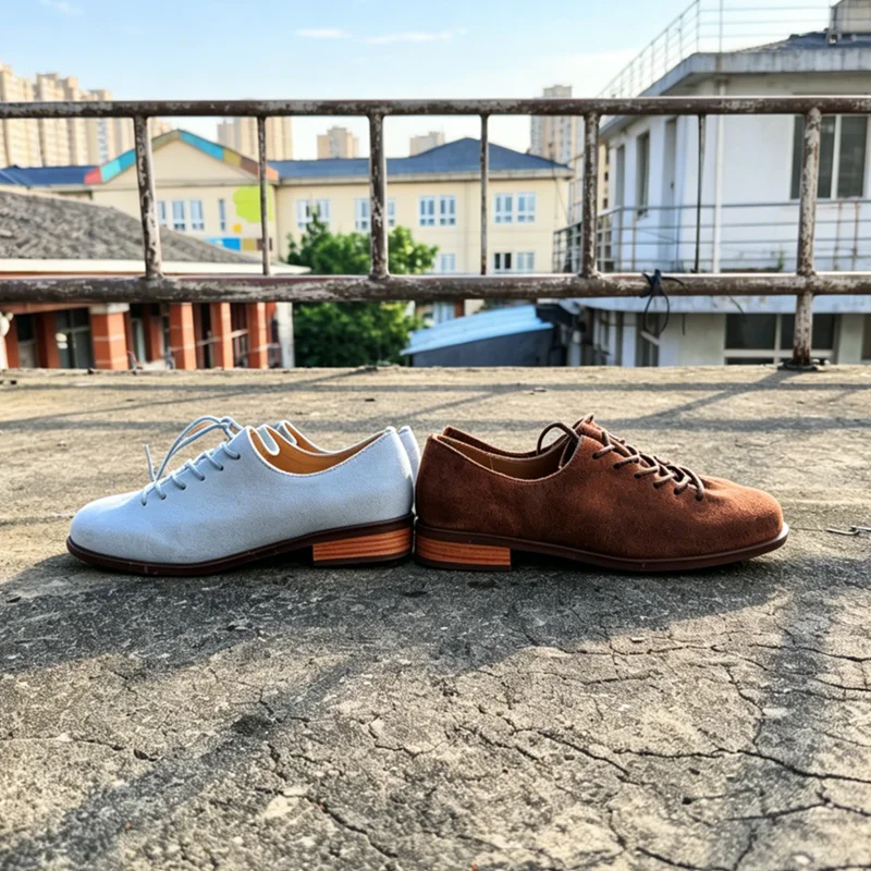 Mocasines de mujer con cordones 2025, nuevos zapatos de primavera, zapatos Oxford de piel auténtica de ante para mujer, zapatos de mujer de estilo británico de talla grande