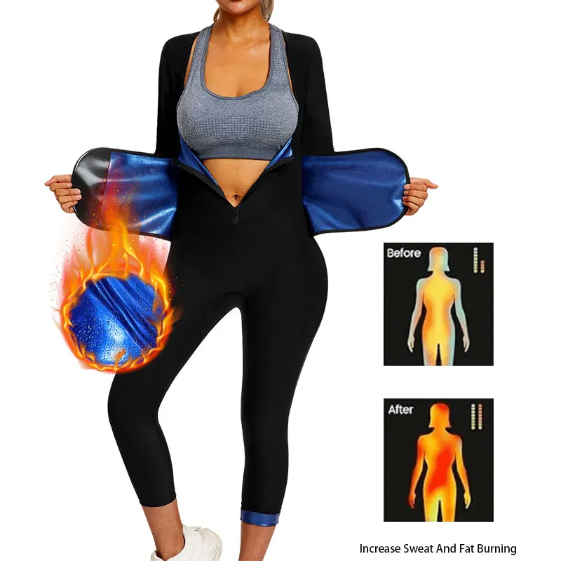Mono de Sauna para mujer, traje de sudor para perder peso, Top de cuerpo completo, pantalones, entrenador de cintura, cinturón ajustable, axilas y entrepierna transpirables