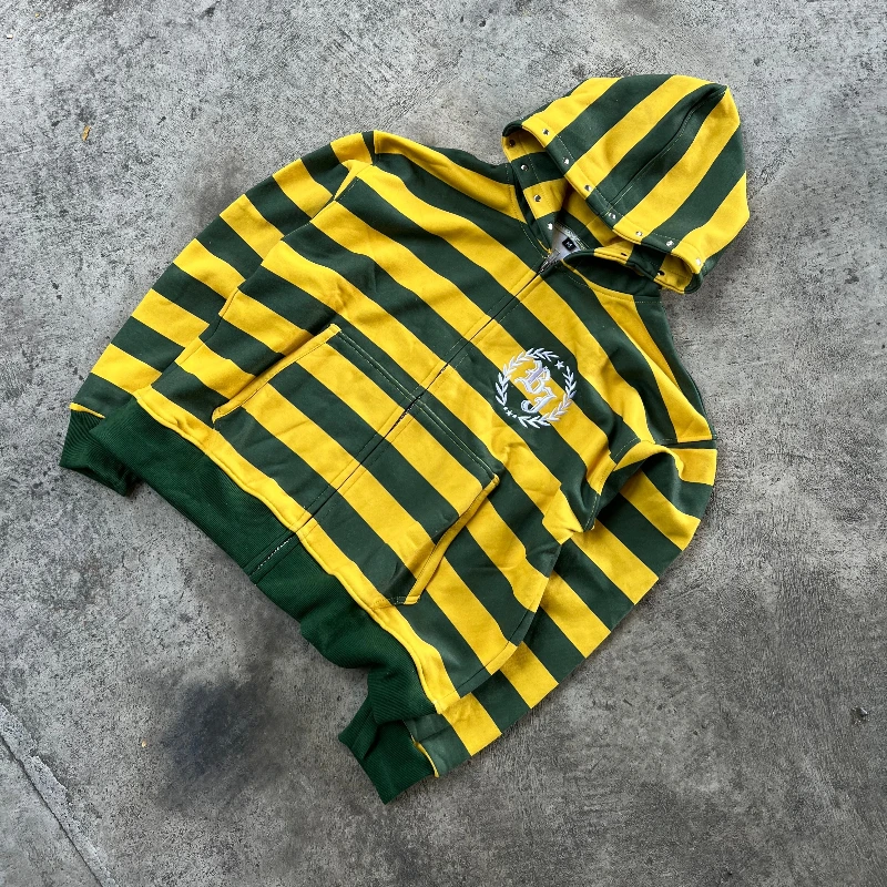 Y2K Street Kid Sudadera con capucha con cremallera raya remache bordado patrón sudadera nuevos hombres Hip Hop moda ropa de calle Unisex ropa Boxy