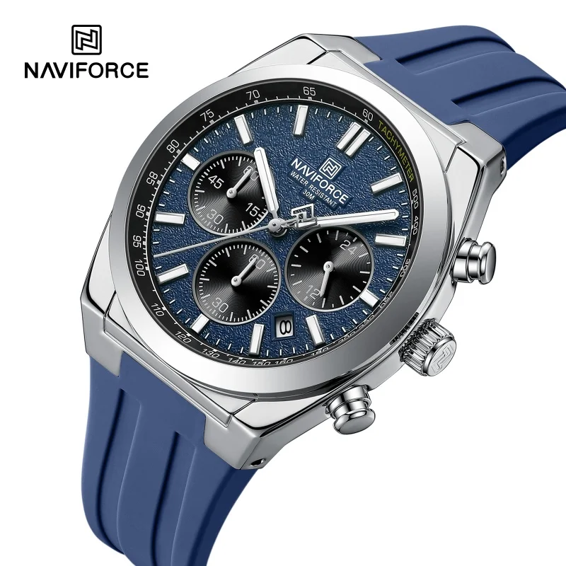 Relojes NAVIFORCE para hombre, cronógrafo multifuncional, correa de silicona, manecillas luminosas, resistente al agua hasta 3ATM, alta calidad, Original para hombre