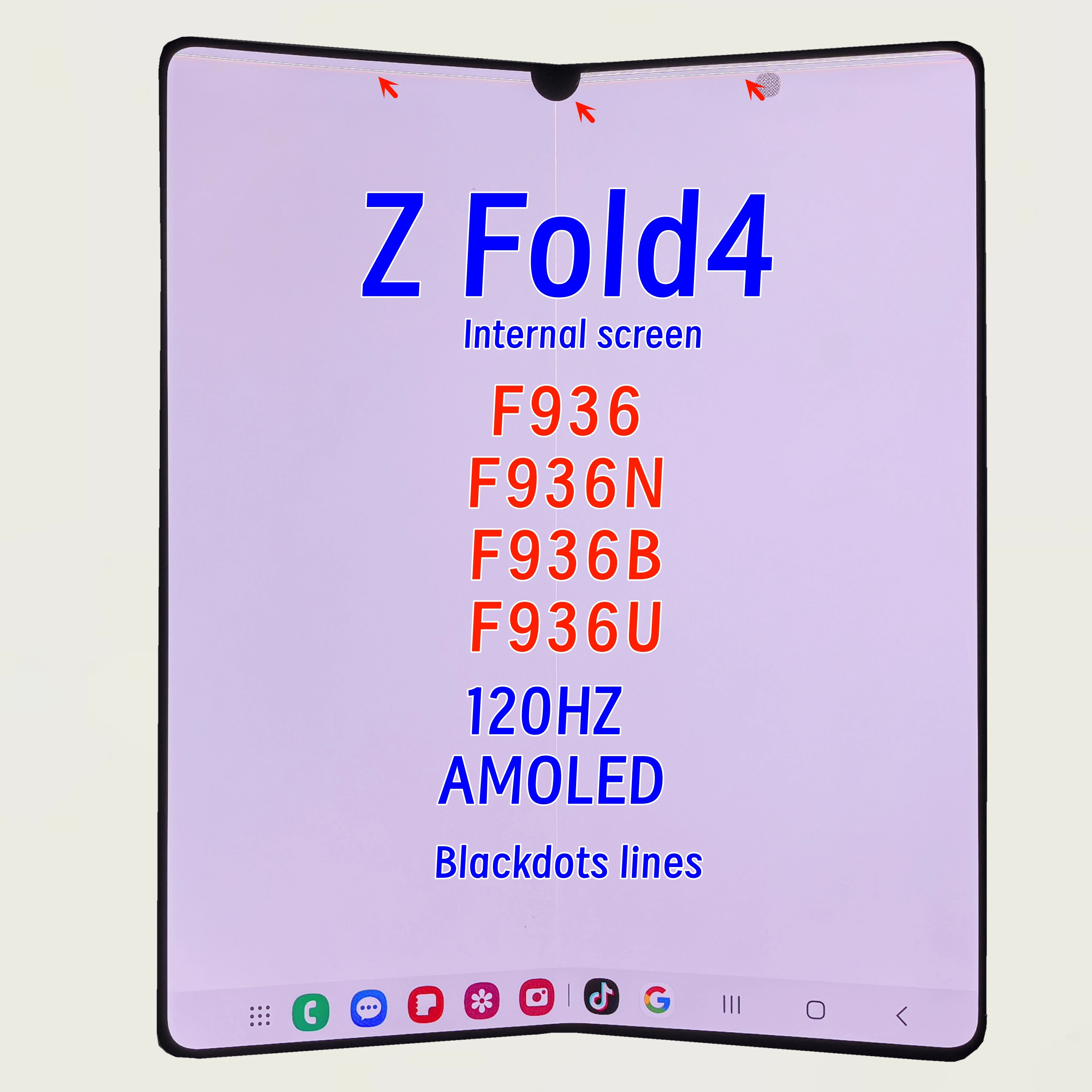 Pantalla AMOLED Original de 7.6 Pulgadas para Samsung Z Fold4 5G, F936B F936U SM-F936DS F936 Fold 4, Pantalla LCD Táctil con Digitalizador