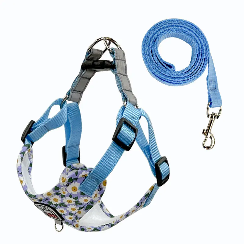 Arnés para perros de nailon, correa reflectante para el pecho para perros sin tirones, Collar ajustable transpirable para perros pequeños y gatos