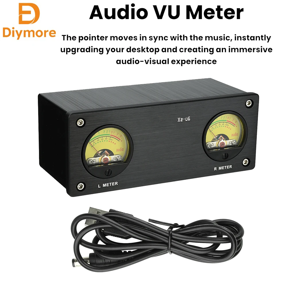 Medidor de Audio VU Xz-U6 de 5V CC con Conectores de 3.5mm/RCA, Medidor de Alta Precisión, Indicador de Nivel de Audio