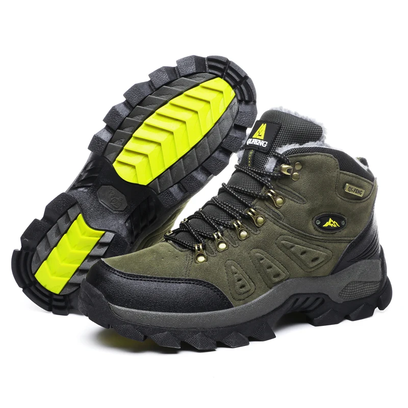Botas de senderismo de talla grande 48 para hombre, calzado antideslizante de piel cálida para exteriores, calzado de moda para mujer, botines de trabajo al aire libre para verano e invierno