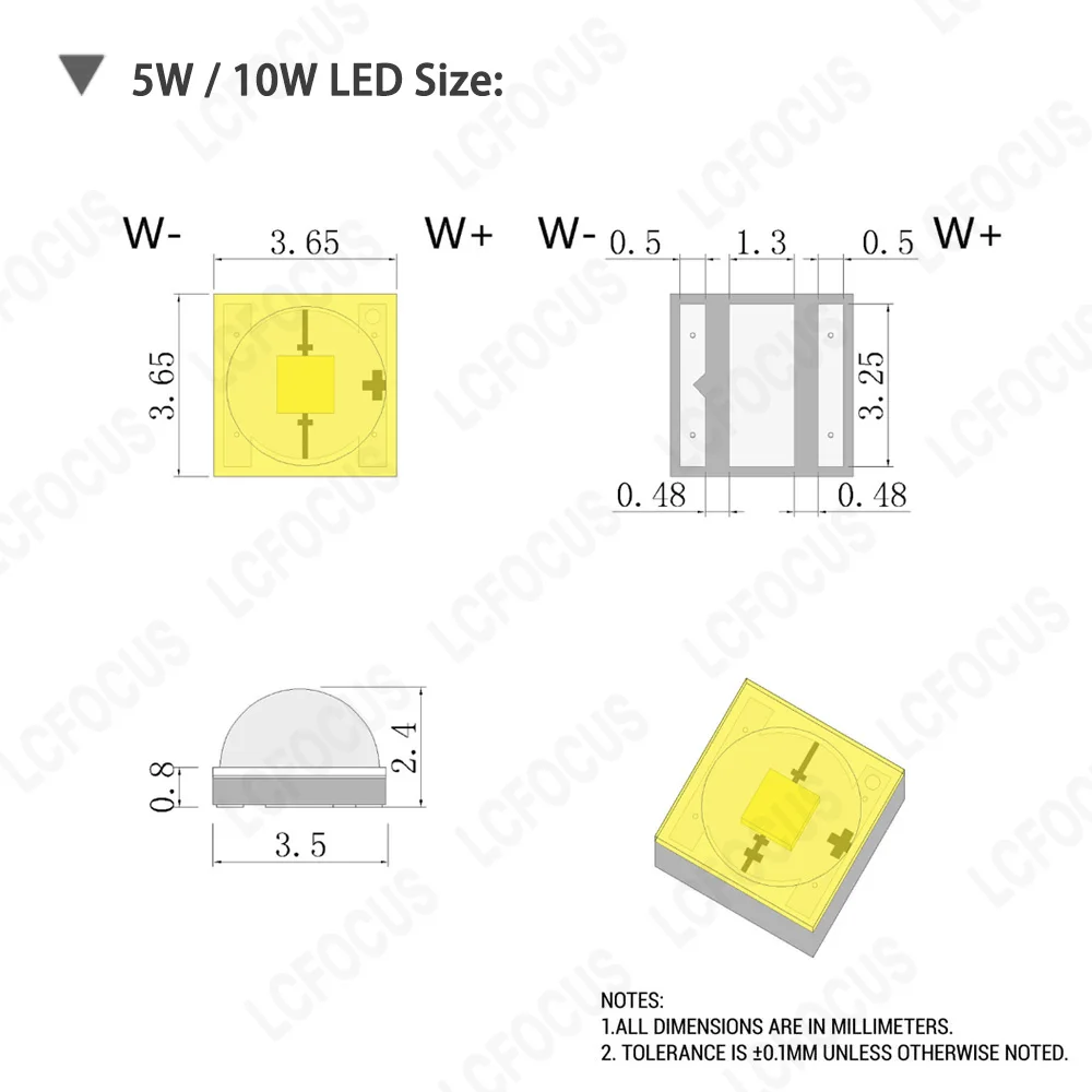 Alto brillo 1W 3W 5W 10W Chip LED amarillo dorado blanco cálido blanco frío 1700K 3000K 6000K COB SMD 45mil 55mil 78mil para cuentas de lámpara 3535 CREE XPE