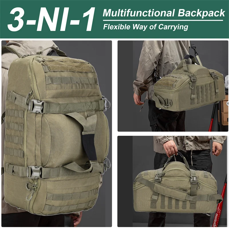 Mochilas de camping LQARMY 60L 80L Mochila táctica para hombres Mochila de escalada de viaje de senderismo Molle