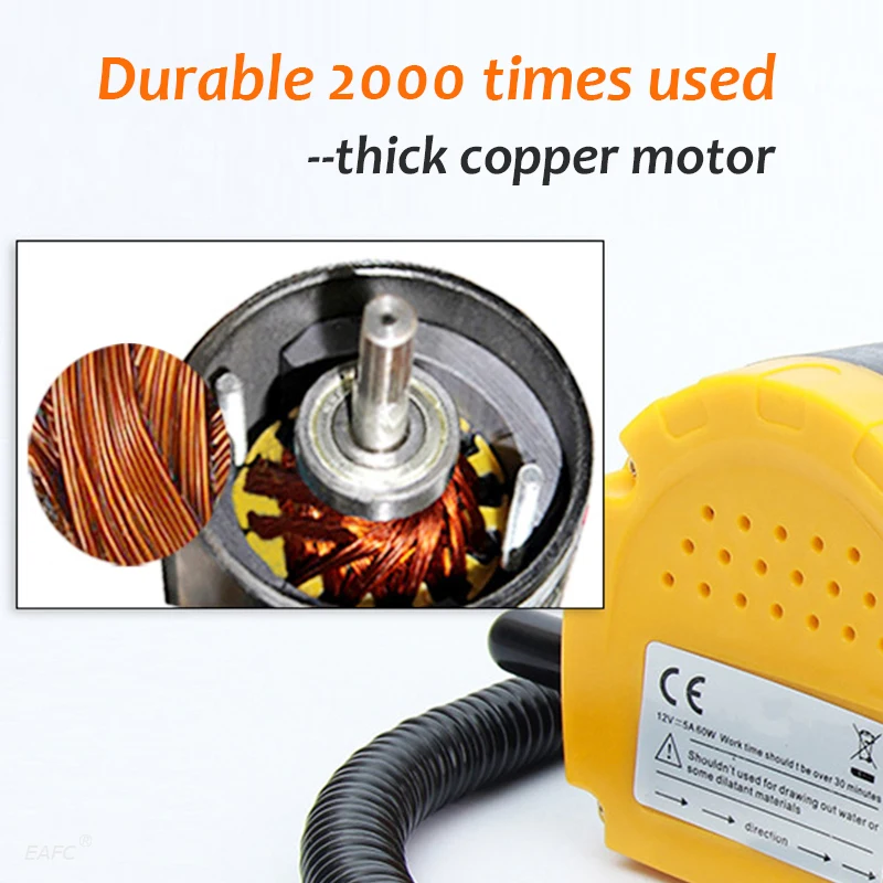 Bomba de aceite de motor de coche, Extractor de sumidero de fluido diésel eléctrico de 12V, bomba de transferencia de combustible con tubos para barco y motocicleta