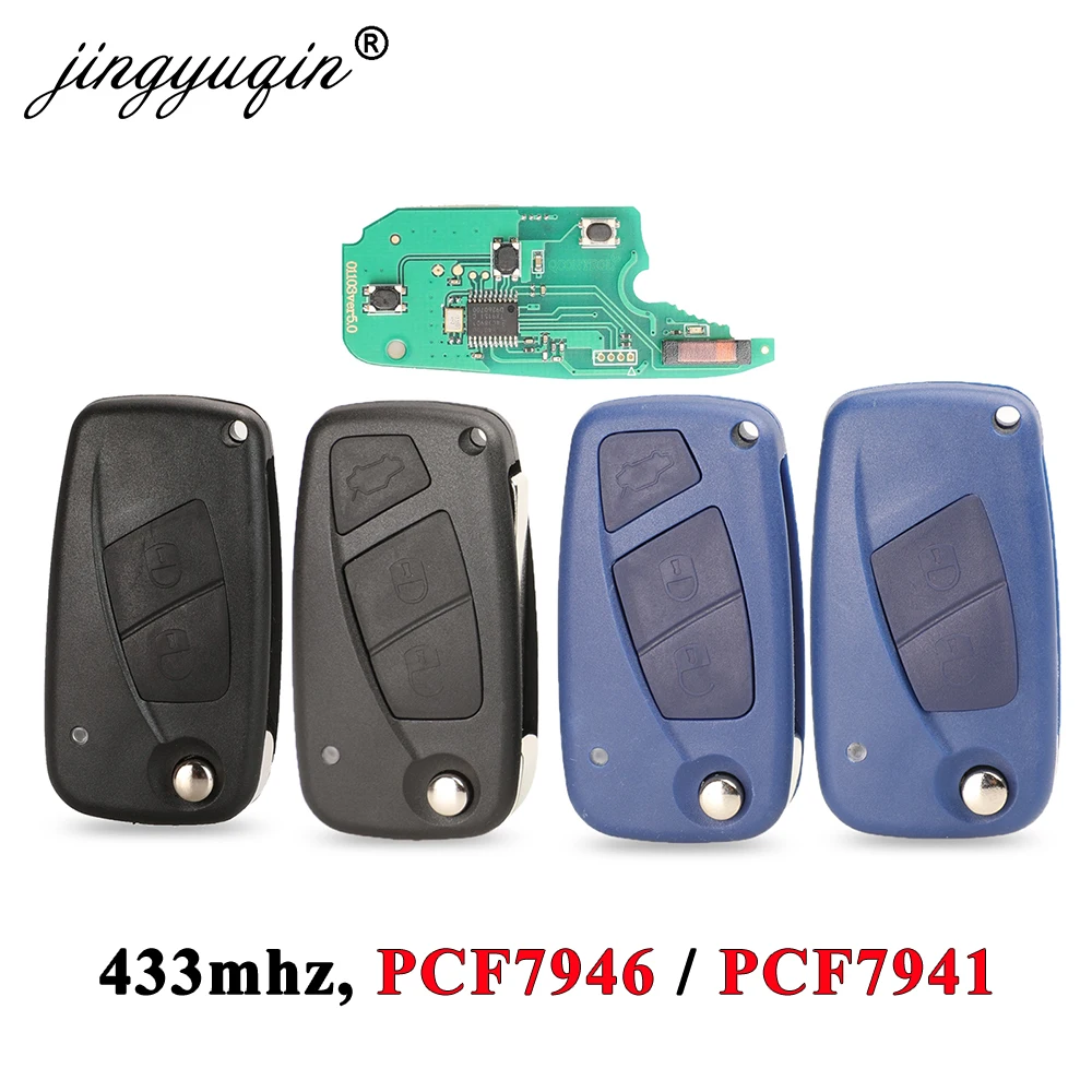 Jingyuqin 2 / 3 botones remoto clave sistema Delphi 433mhz para FIAt 500 Punto Ducato Stilo Panda Bravo clave ID46 PCF7946 / 7941 Chip