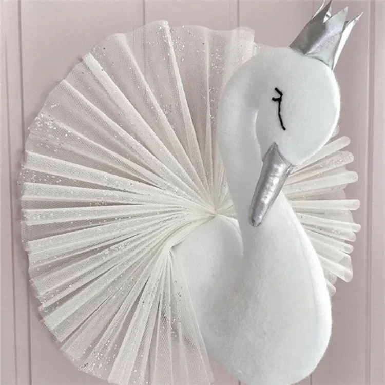 Muñeco de cisne de corona dorada, colgante de pared, decoración de habitación de niña, accesorios de fotografía de cumpleaños, relleno de Animal de cisne, regalo de decoración