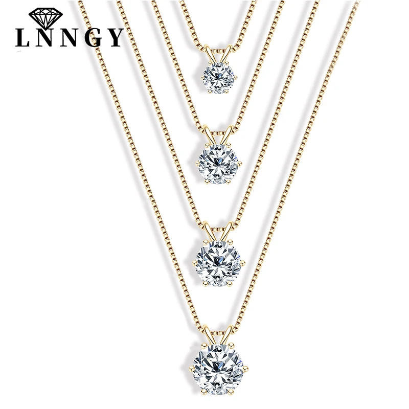 Collar de Moissanita Certificado por Lnngy de 0.5ct a 5ct, Brillante Collar con Colgante de Diamante Cultivado en Laboratorio para Mujer, Joyería Diaria
