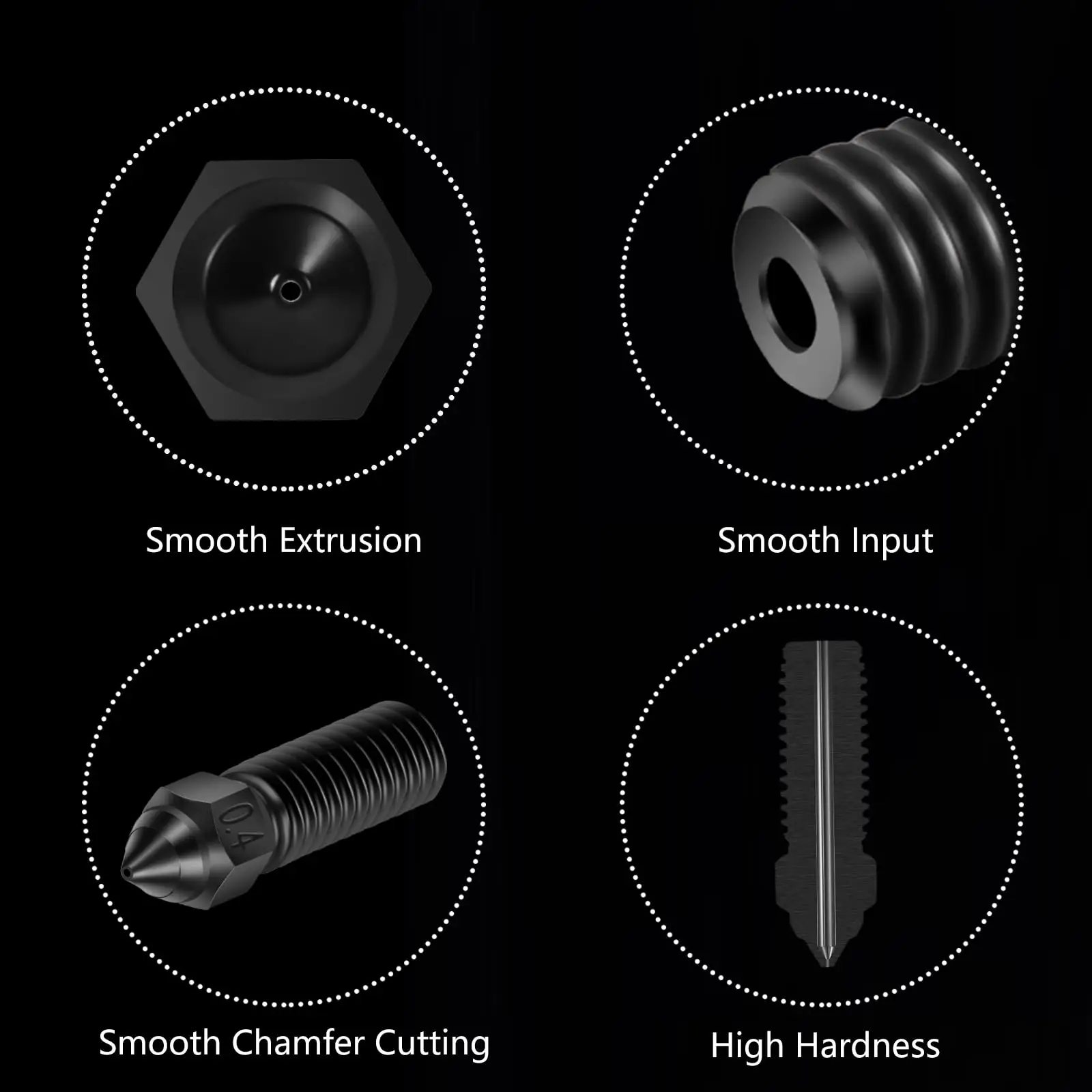 Creality Ender 3 V3 KE boquilla Har Kit de boquillas de acero endurecido 0,2/0,4/0,6/0,8/1,0/1,2mm para piezas de impresora 3D K1 filamento antiadherente